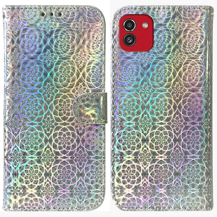 For Samsung Galaxy A03 166mm Colorful Magnetic Buckle Leather Phone Case