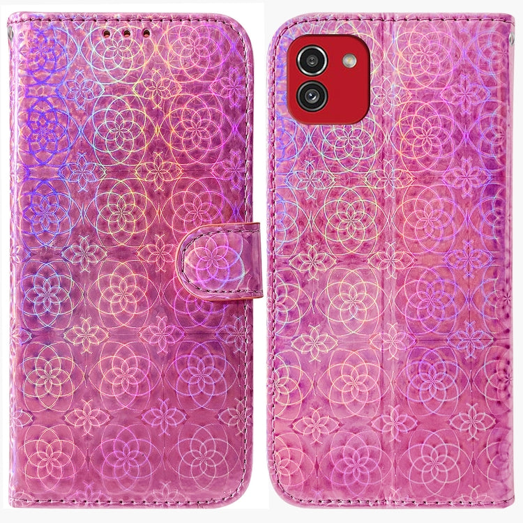 For Samsung Galaxy A03 166mm Colorful Magnetic Buckle Leather Phone Case