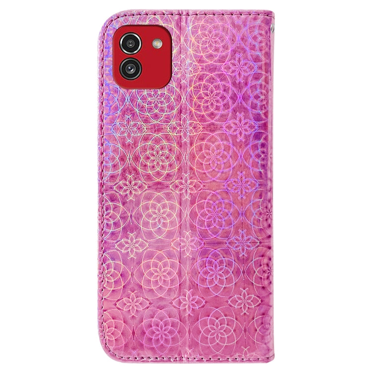 For Samsung Galaxy A03 166mm Colorful Magnetic Buckle Leather Phone Case