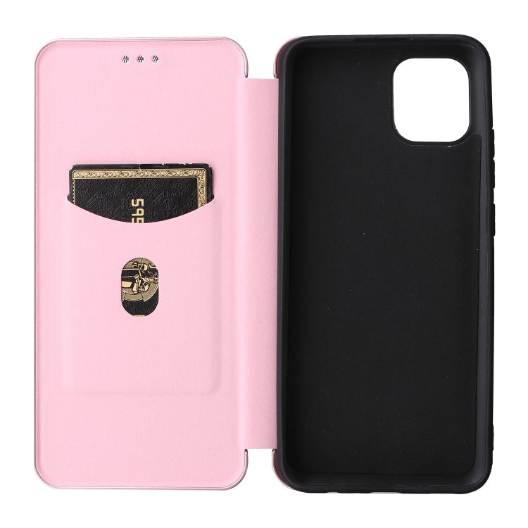 For Samsung Galaxy A03 166mm Carbon Fiber Texture Flip Leather Phone Case