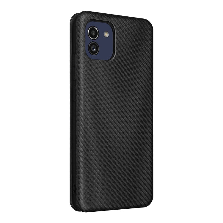 For Samsung Galaxy A03 166mm Carbon Fiber Texture Flip Leather Phone Case