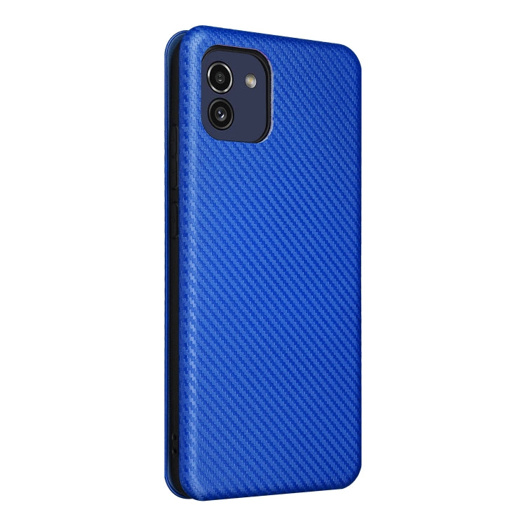 For Samsung Galaxy A03 166mm Carbon Fiber Texture Flip Leather Phone Case