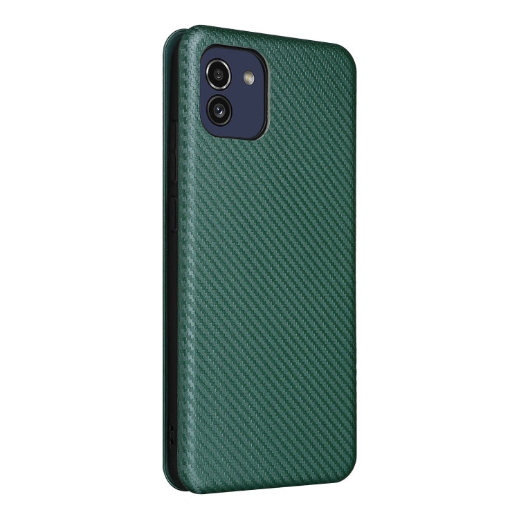 For Samsung Galaxy A03 166mm Carbon Fiber Texture Flip Leather Phone Case