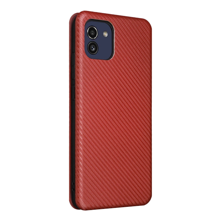 For Samsung Galaxy A03 166mm Carbon Fiber Texture Flip Leather Phone Case