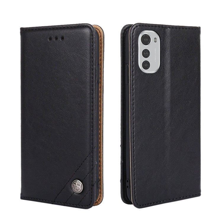 For Motorola Moto E32 Non-Magnetic Retro Texture Horizontal Flip Leather Phone Case