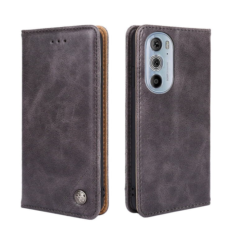 For Motorola Edge+ 2022/Edge 30 Pro Non-Magnetic Retro Texture Horizontal Flip Leather Phone Case