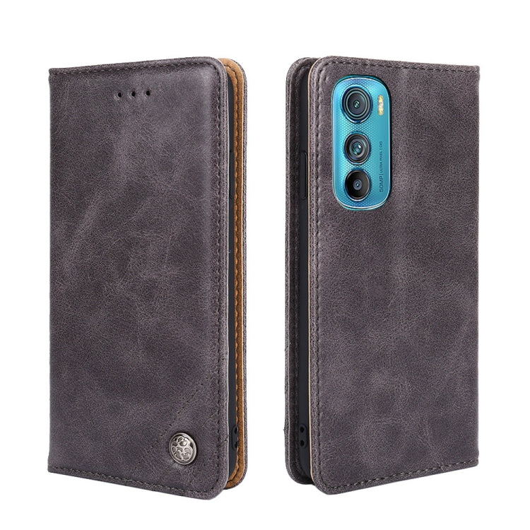 For Motorola Edge 30 Non-Magnetic Retro Texture Horizontal Flip Leather Phone Case
