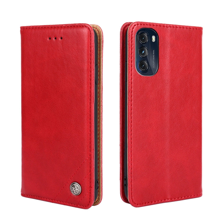 For Motorola Moto G 5G 2022 Non-Magnetic Retro Texture Horizontal Flip Leather Phone Case