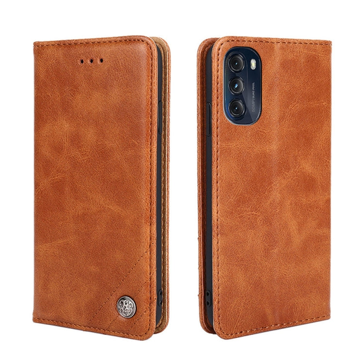 For Motorola Moto G 5G 2022 Non-Magnetic Retro Texture Horizontal Flip Leather Phone Case