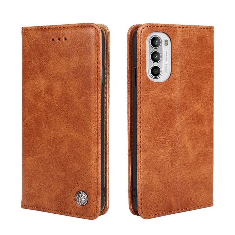 For Motorola Moto G52/Moto G82 5G Non-Magnetic Retro Texture Horizontal Flip Leather Phone Case