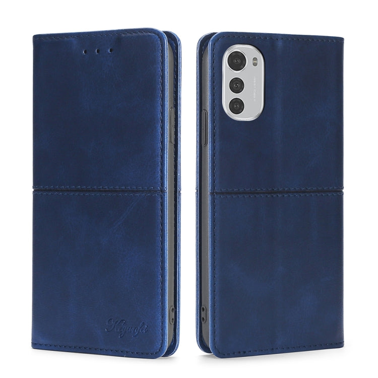 For Motorola Moto E32 4G Cow Texture Magnetic Horizontal Flip Leather Phone Case