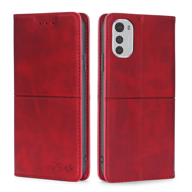 For Motorola Moto E32 4G Cow Texture Magnetic Horizontal Flip Leather Phone Case