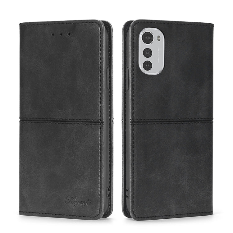 For Motorola Moto E32 4G Cow Texture Magnetic Horizontal Flip Leather Phone Case