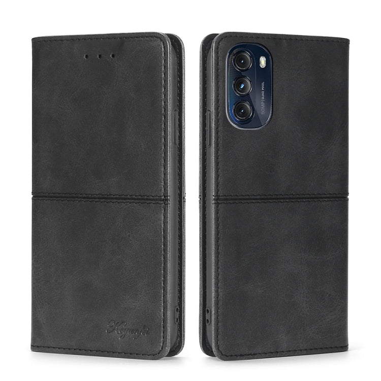 For Motorola Moto G 2022 Cow Texture Magnetic Horizontal Flip Leather Phone Case