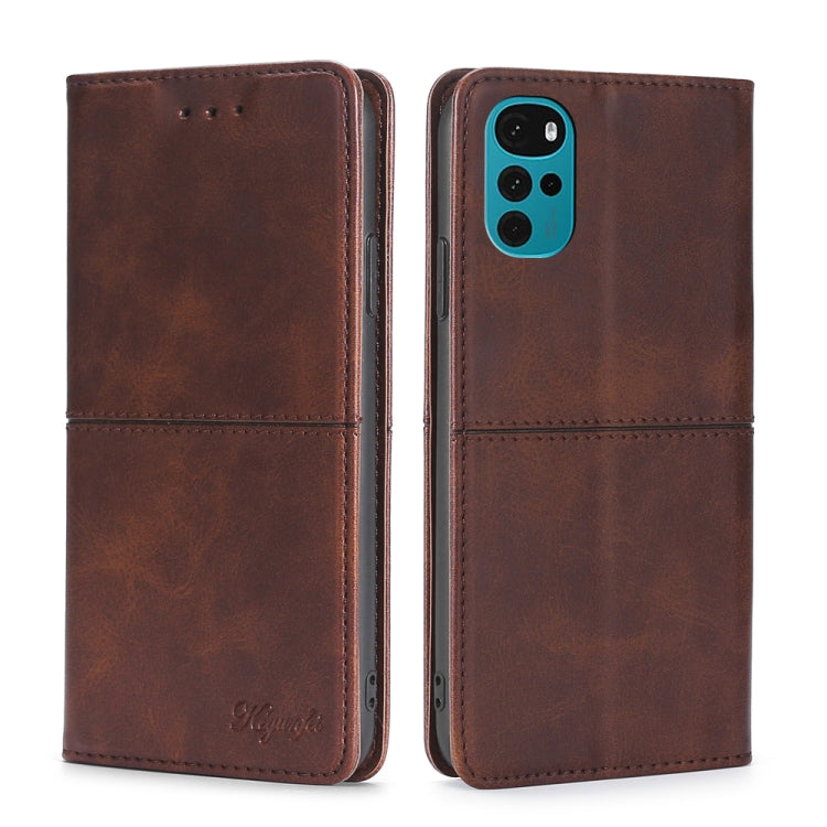 For Motorola Moto G22 Cow Texture Magnetic Horizontal Flip Leather Phone Case
