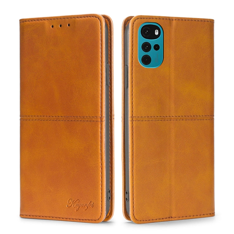 For Motorola Moto G22 Cow Texture Magnetic Horizontal Flip Leather Phone Case