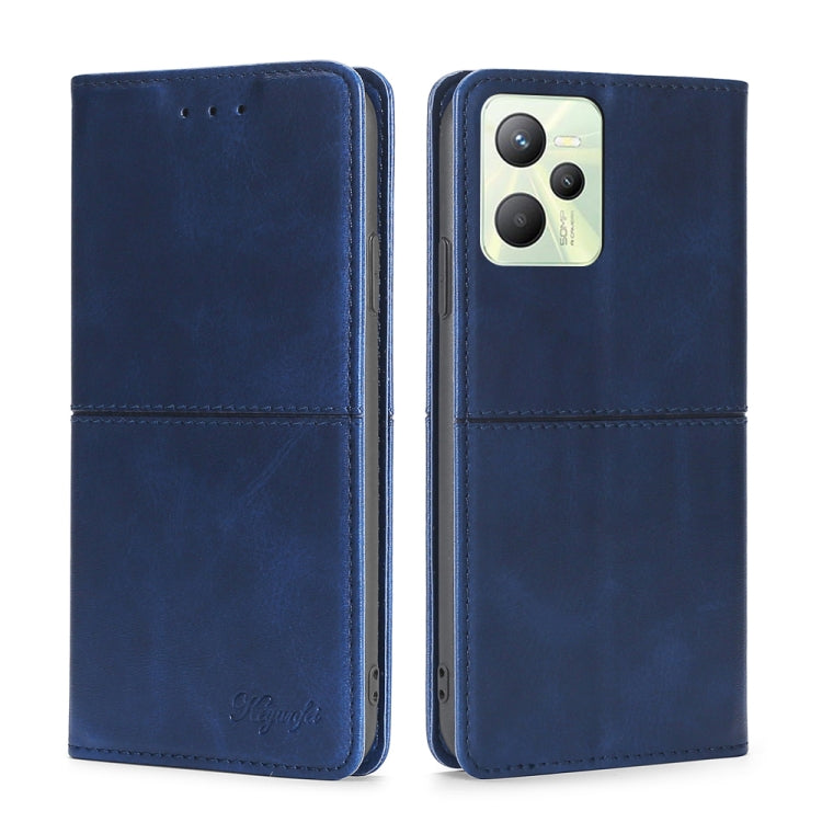 For OPPO Realme C35 Cow Texture Magnetic Horizontal Flip Leather Phone Case