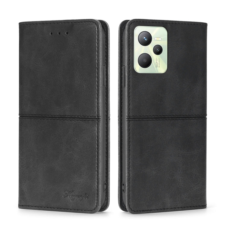 For OPPO Realme C35 Cow Texture Magnetic Horizontal Flip Leather Phone Case