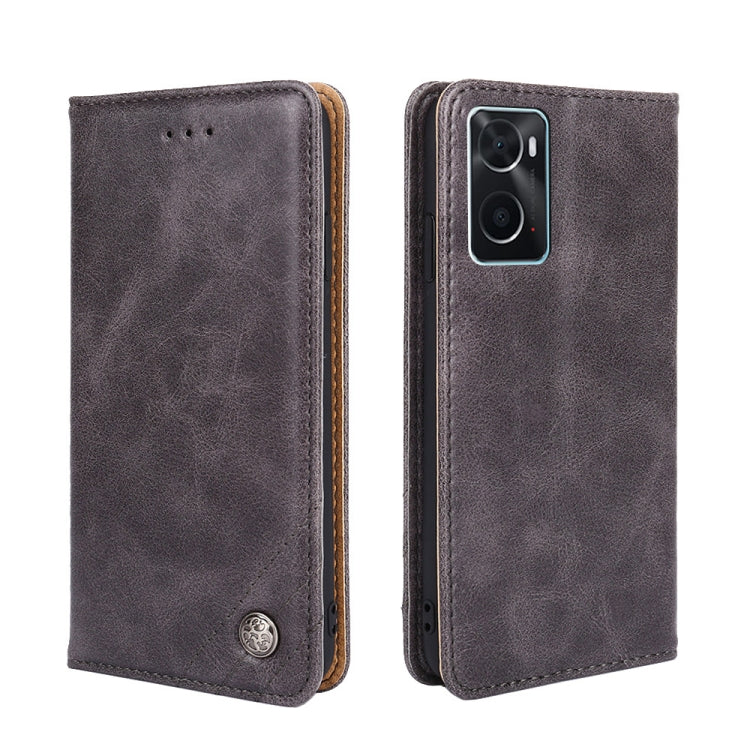 For OPPO A36/A76 4G Global Non-Magnetic Retro Texture Horizontal Flip Leather Phone Case