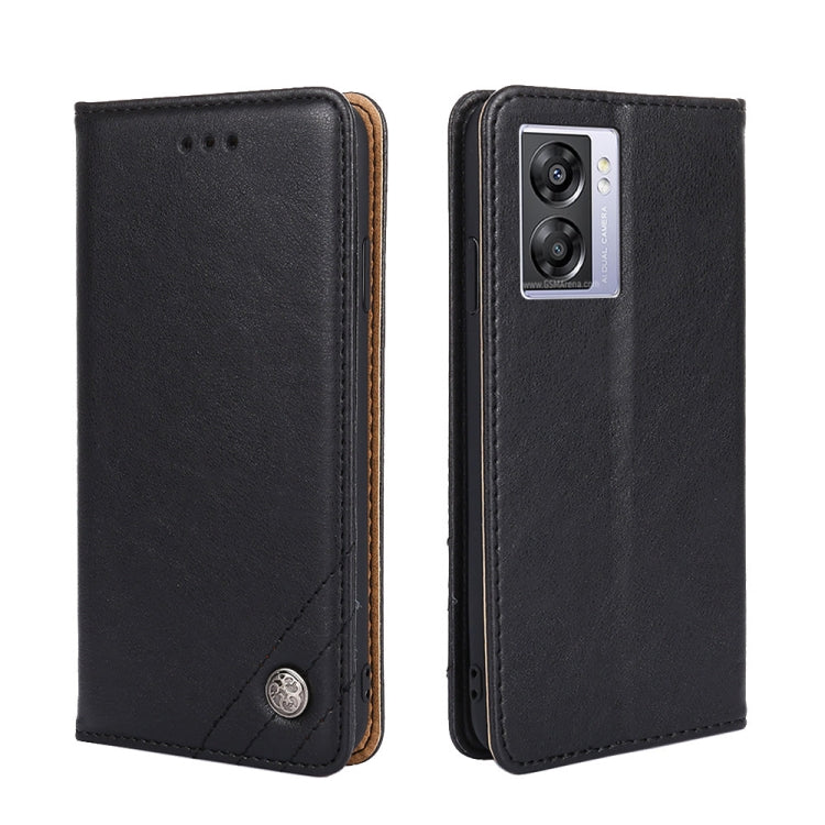 For OPPO A57 5G 2022/Realme Q5i Non-Magnetic Retro Texture Horizontal Flip Leather Phone Case