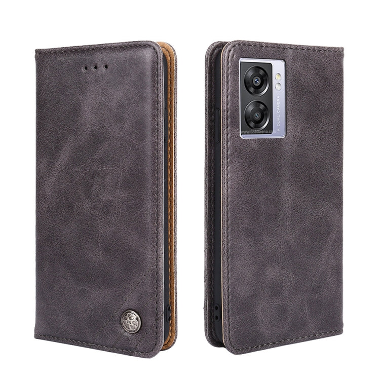 For OPPO A57 5G 2022/Realme Q5i Non-Magnetic Retro Texture Horizontal Flip Leather Phone Case