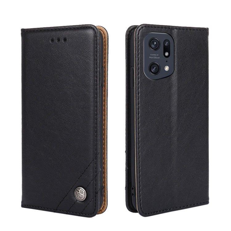 For OPPO Find X5 Pro Non-Magnetic Retro Texture Horizontal Flip Leather Phone Case