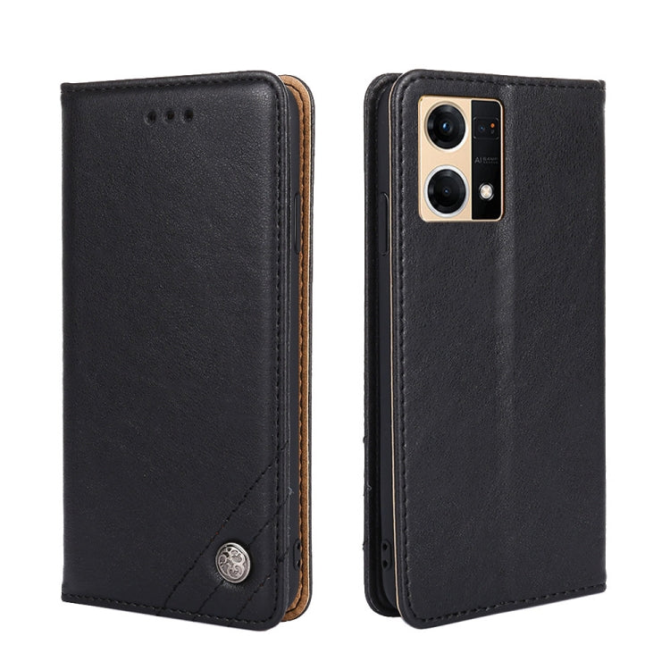 For OPPO Reno 7/F21 Pro Non-Magnetic Retro Texture Horizontal Flip Leather Phone Case