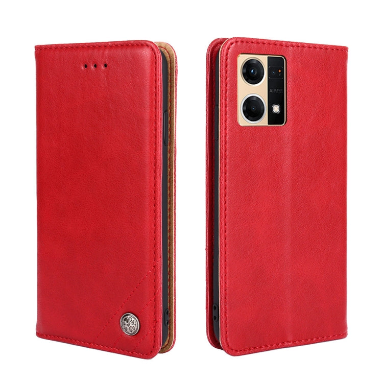 For OPPO Reno 7/F21 Pro Non-Magnetic Retro Texture Horizontal Flip Leather Phone Case
