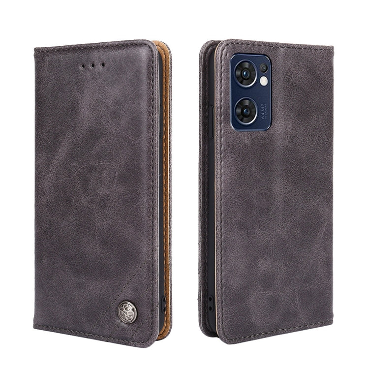 For OPPO Reno 7 5G Global/Find X5 Lite Non-Magnetic Retro Texture Horizontal Flip Leather Phone Case