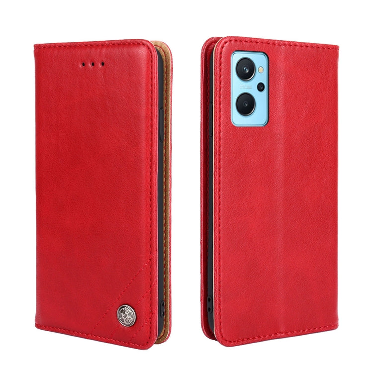 For OPPO Realme&#160;9i/A36&#160;4G/A96&#160;4G/K10&#160;4G/A76&#160;4G Non-Magnetic Retro Texture Horizontal Flip Leather Phone Case