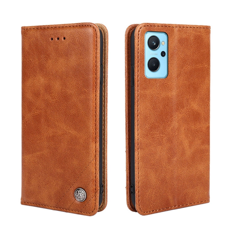 For OPPO Realme&#160;9i/A36&#160;4G/A96&#160;4G/K10&#160;4G/A76&#160;4G Non-Magnetic Retro Texture Horizontal Flip Leather Phone Case