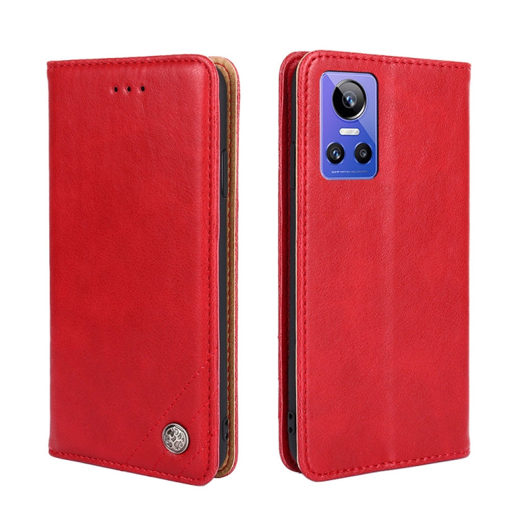 For OPPO Realme GT Neo 3 Non-Magnetic Retro Texture Horizontal Flip Leather Phone Case