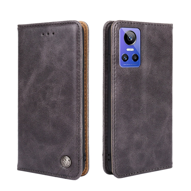 For OPPO Realme GT Neo 3 Non-Magnetic Retro Texture Horizontal Flip Leather Phone Case