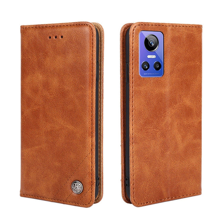 For OPPO Realme GT Neo 3 Non-Magnetic Retro Texture Horizontal Flip Leather Phone Case