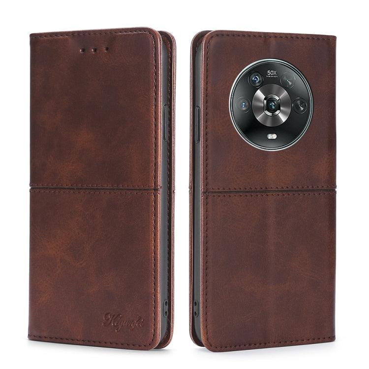 For Honor Magic4 Cow Texture Magnetic Horizontal Flip Leather Phone Case