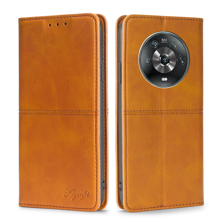 For Honor Magic4 Cow Texture Magnetic Horizontal Flip Leather Phone Case