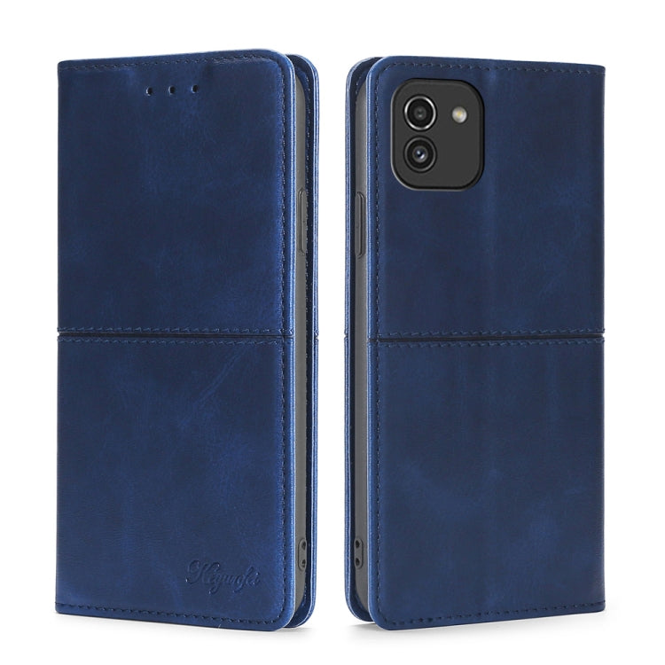 For Samsung Galaxy A03 EU Edition 166mm Cow Texture Magnetic Horizontal Flip Leather Phone Case
