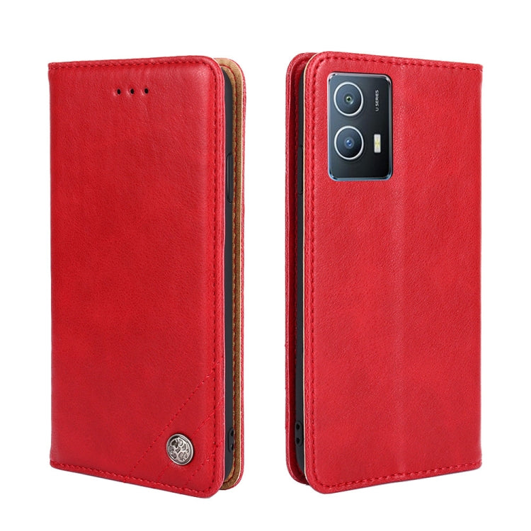 For vivo iQOO U5 5G Non-Magnetic Retro Texture Leather Phone Case