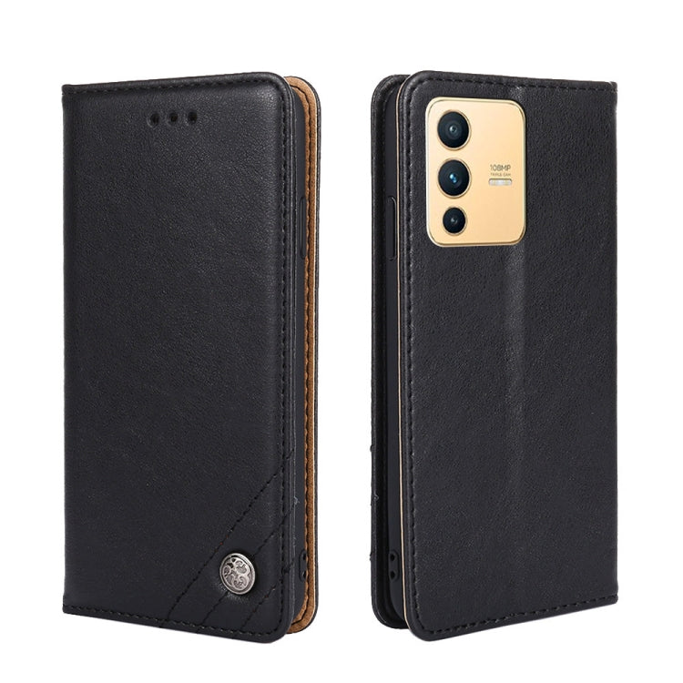 For vivo S12 5G/V23 Non-Magnetic Retro Texture Leather Phone Case
