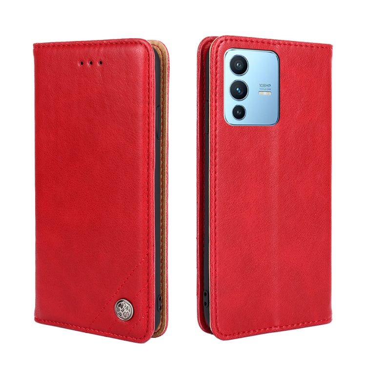 For vivo S12 Pro 5G/vivo V23 Pro Non-Magnetic Retro Texture Leather Phone Case