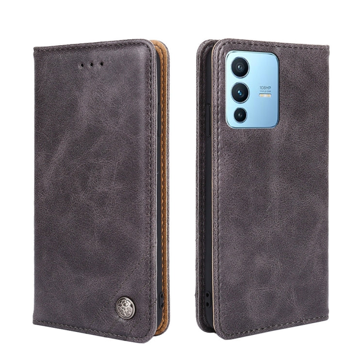 For vivo S12 Pro 5G/vivo V23 Pro Non-Magnetic Retro Texture Leather Phone Case