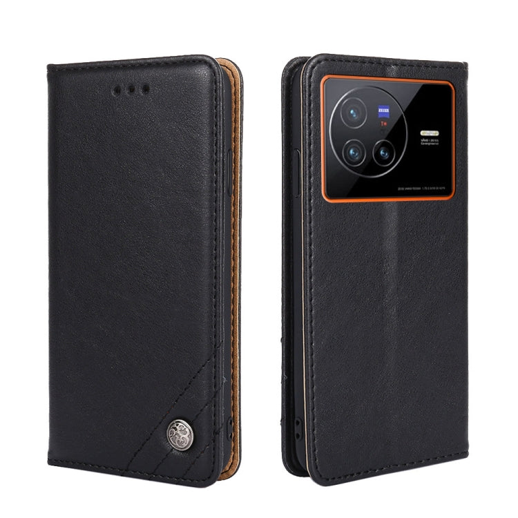 For vivo X80 China Non-Magnetic Retro Texture Leather Phone Case
