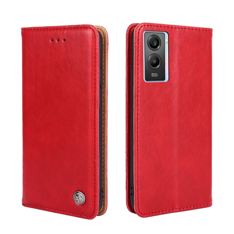 For vivo Y55s 5G Non-Magnetic Retro Texture Leather Phone Case