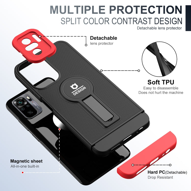 For Xiaomi Redmi Note 10 4G / Note 10S Small Tail Holder TPU+PC Phone Case