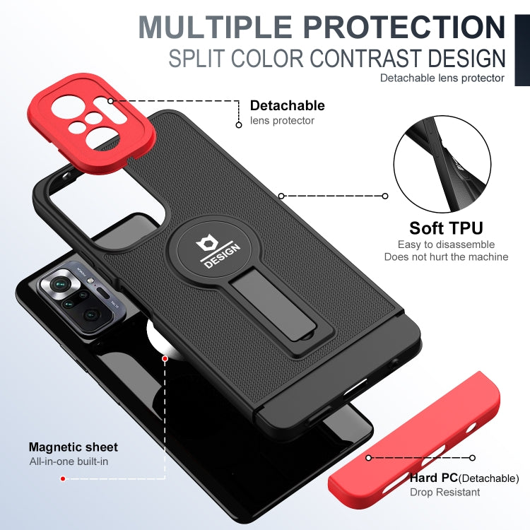 For Xiaomi Redmi Note 10 Pro 4G Small Tail Holder TPU+PC Phone Case