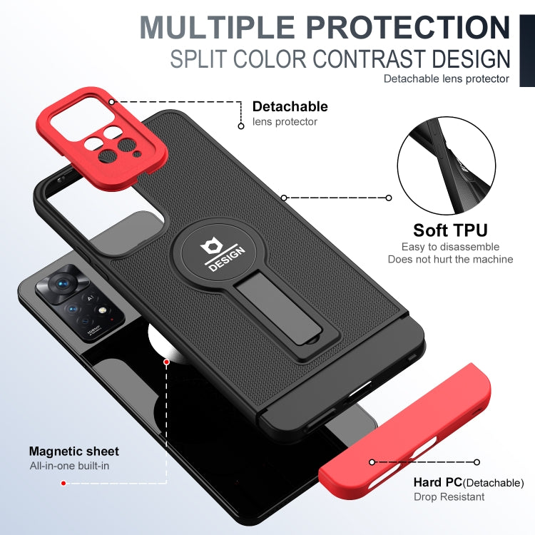 For Xiaomi Redmi Note 11 Pro 2022 4G / 5G Small Tail Holder TPU+PC Phone Case