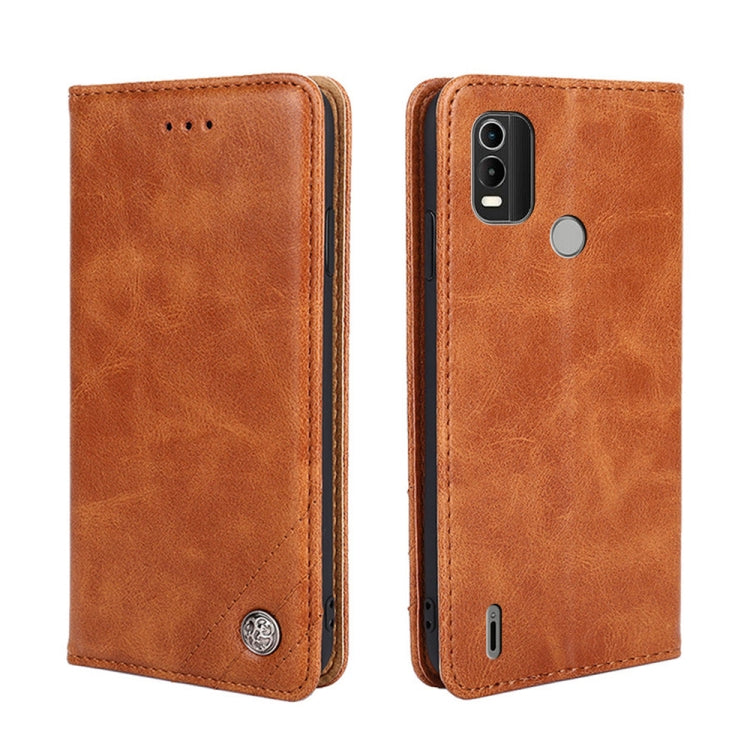 For Nokia C21 Plus Non-Magnetic Retro Texture Flip Leather Phone Case
