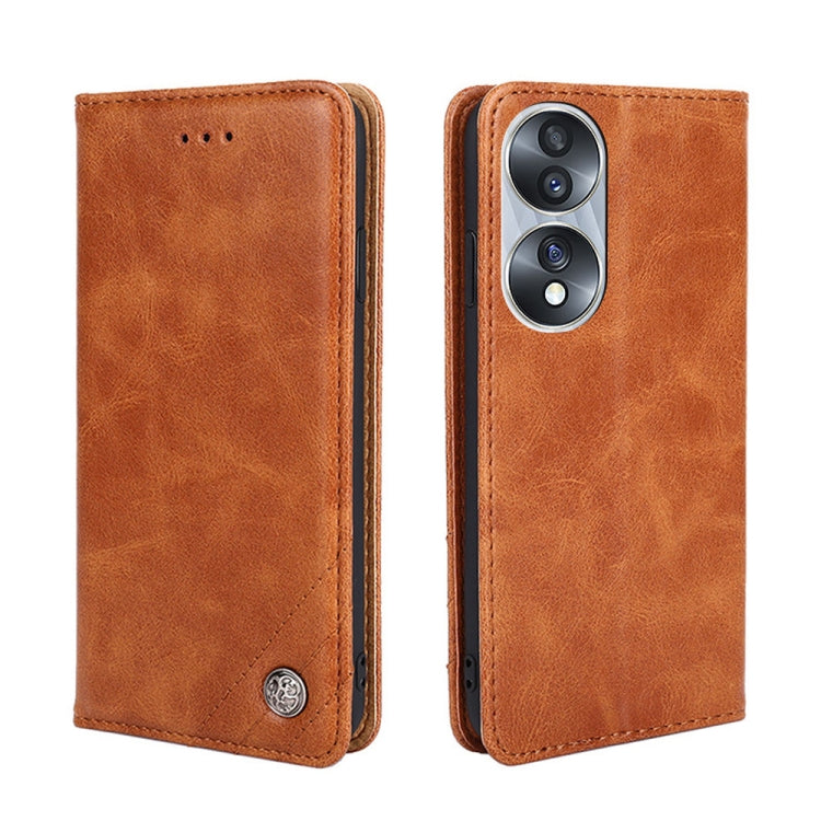 For Honor 70 Non-Magnetic Retro Texture Leather Phone Case