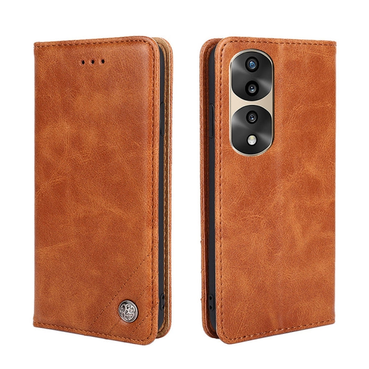 For Honor 70 Pro/70 Pro+ Non-Magnetic Retro Texture Leather Phone Case