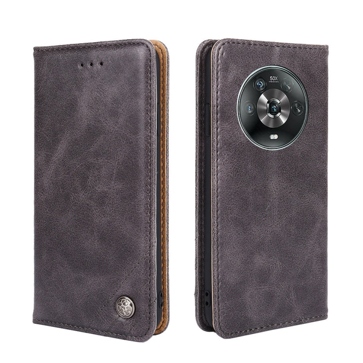 For Honor Magic4 Non-Magnetic Retro Texture Leather Phone Case